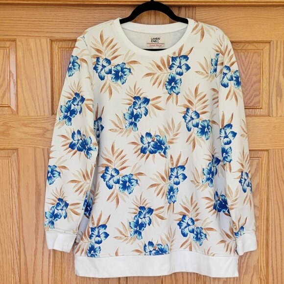 Lands' End Serious Sweats Crewneck Oversized Sweatshirt Tunic Sz L (14-16) - Picture 3 of 11